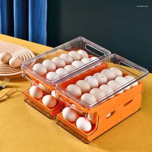 Storage Bottles QWE123 Egg Holder For Refrigerator Auto Scrolling 24 Grid Box Clear Fridge Slide Container Tray Kitchen Organizer Gr