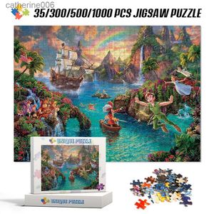 Puzzles Anime Educational Kids Toys Jigsaw Puzzles 35/300/500/1000 Pieces Puzzles for Adults Peter Pan Jigsaw Puzzles ToysL231025