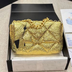 Channell Classic Designer Bag Damen Pailletten Leder Schultertasche Diamant Plaid Breite Kette Tasche Gold Metall Hardware Matelasse Luxus Handtasche Modetrend Outdoor Walle