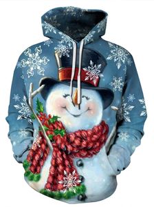 Maßgeschneiderte Hoodies Sweatshirts Blue Snowman Mens Hoodie Weihnachten Kapuzenpullover 3D-Digitaldruck Damen lockerer Freizeitpullover