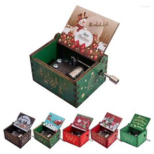 Decorative Figurines Hand Crank Vintage Wooden Music Box Anime Theme Merry Christmas Home Decoration Birthday Gift