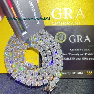 المجوهرات الراقية 925 الفضة الاسترليني VVS Moissanite Tennis Necklace Diamond Mossanite Chain