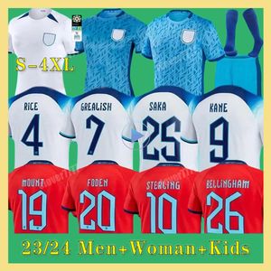 XXXL 4XL 23 24 England Fußballtrikots SAKA FODEN BELLINGHAM RASHFORD STERLING GREALISH Nationalmannschaft KANE Fußballtrikot-Set Rote Hemden