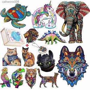 Puzzles Advanced Wooden Animal Jigsaw Puzzles Beautiful Elephant Wolf Puzzle Games Popular Intellectual Toy For Adults KidsL231025