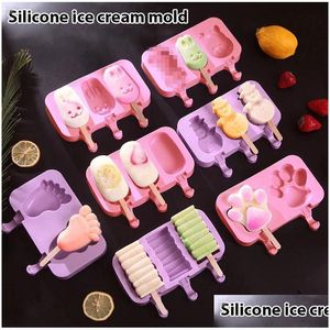 Ferramentas de sorvete sile ferramentas de molde de sorvete forma animal geléia hine diy ferramenta suplemento alimentar picolé vara para o verão entrega gota dh0j5