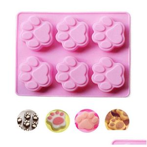 Baking Moulds Wholesale Lovely Cat Paw Sile Baking Cake Mods Fondant Decorating Accessories Tools Handmade Soap Puddings Chocolate Mol Dhds1