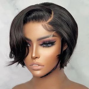 Lace Wigs Pixie Cut Wig Human Hair Short Bob Wigs Side Part Straight Lace Front Wigs GluelessTransparent Lace Frontal Wig 231024