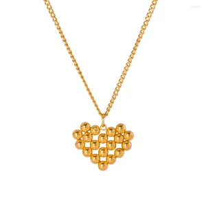Colares de pingente de aço inoxidável premium dourado grânulo-painel coração colar acessórios feminino delicado jóias finas amigos presentes