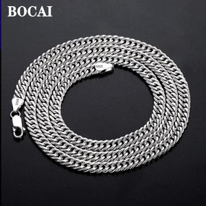 Chokers BOCAI 100 Real Solid S925 Silver Car Flower Double Buckle Selling Thick Mans and Woman Necklace 231025