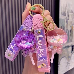 Keychains Lanyards Oil Lollipop Rainbow Bean Keychain Couple Accessories Cute Key Chain Ring Holder Bag Pendant Exquisite Gift Keyring 231025