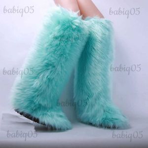 Boots 2023 Winter Over The Knee Snow Boots Fur Boots Women Luxurry Fluffy Furry Fur Long Ski Boots Female Sexy Warm Plush Cotton Boots T231025