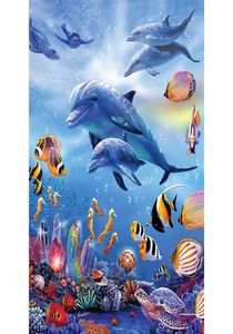 Животные Дельфины с рыбами 5D Diy Алмазная картина Полная площадь Алмазная мозаика Значки дрель Алмазная вышивка Стразы Paint4471701