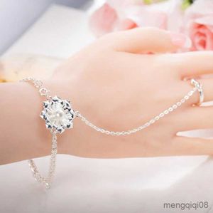 Corrente de lótus pulseira anel uma corrente jóias para mulheres cristal combinando pulseiras pulseiras para presente do dia dos namorados mujer r231025