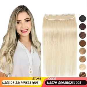 Peças de cabelo Mrshair Clipe em extensões naturais retas humanas 5 clipes adicionam clipe de volume em 14 18 22 polegadas 613 loira 231025