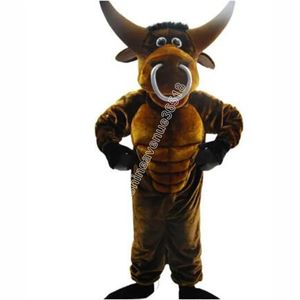 Halloween Bul Bison Cow Mascot Costume Wysokiej jakości Cartoon Temat Postacie Karnawał Dorośli Rozmiar Świątecznych przyjęć urodzinowych Fancy strój dla mężczyzn kobiety