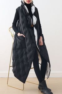 Зимние новые оригинальные дизайнерские пальто с хлопковым жилетом на зажимах с обеих сторон, чтобы носить длинное толстое свободное хлопковое пальто большого размера
