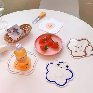 Table Mats Acrylic Cartoon Simple Non-Slip Thermal Insulation Bowl Pad Ins Style Creative High Temperature Home Mat