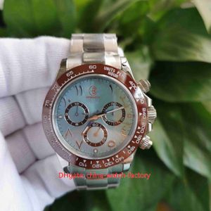 Arap Dial Mens Watch Chronograph Workin Cal.4130 Hareket 40mm Cosmograf 116506 Buz Mavisi Saatler Seramik Çerçeve Luminova Mekanik Otomatik Erkek Kol saatleri