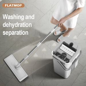 Mops Magic Floor Mop Squeeze com balde rotativo plano para lavagem limpeza casa limpador fácil 231025