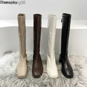 Boots New Women Knee-High Leather Boots With Wide Calf Zipper Fashion Square Toe Blakc Female Sexy Long Boots Winter Women's ShoesL231025