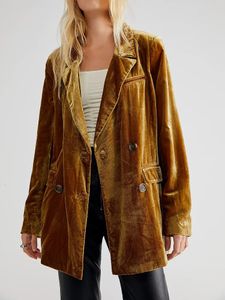 Kadın Suit Blazers Velvet Coat Fashion Street Giyim Kazan Ayrık Uzun Kaldırlar Uzun Kollu Düğme Şık ve Zarif Kadın Ceket 231025