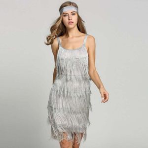 cosplay 1920s Great Gatsby Slash Neck Strappy Tiered Fringe Dress Vintage Flapper Party Robe Charlestoneadbandcosplay