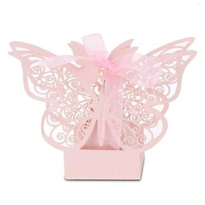 Present Wrap Pink Purple Candy Box 100st Vacker Butterfly Chocolate Packaging Boxs Baby Shower Birthday Party Wedding Decoration Supplies