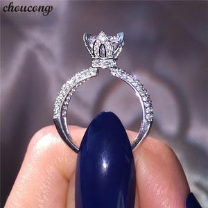 Choucong Handmade Promise Crown Ring 925 Sterling Silver Diamond CZ Engagement Wedding Band Rings for Women Men Jewelry1942