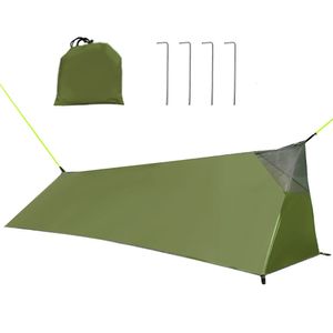 Tält och skyddsrum 1pc ultralätt camping tält pu3000 vattentät sommar ensamstående person mesh inre ventiler netto för vandring fisketrädgård utomhusverktyg 231024