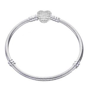 Original 100% 925 Sterling Silver Bracelet Bangle Charm Heart Snake Chain Basic Bracelets Pan Women DIY Brand Jewelry B199292e