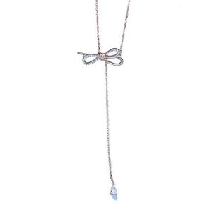 Swarovski Necklace High Quality Women Bow Double Color Series Tassel Swallow Clavicle