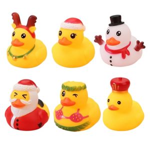 Car Decoration Christmas Party Favorber Rubber Duck Bath Toys Kids Assorted Ducks Christmas Holiday Baby Shower Toys Snowmen Squeeze Sound Toy Squeak Livingroom