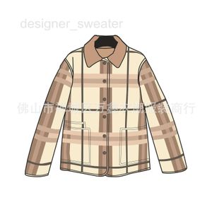 Kvinnorjackor Designer Aprikos Diamond Plaid Corduroy Lapel Cotton Jacket quiltad jacka Kvinnor Slim Montering Cotton Jacket 00NV