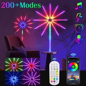 Decorações de Natal Smart RGB Firework Night Lamp Remote DIY LED Light Strip Música Sincronização Magic Color Ambient 2023 Luzes Home Decor 231025