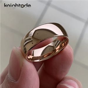 Anéis de banda clássico rosa cor de ouro anel de casamento de tungstênio para mulheres homens carboneto banda de noivado cúpula acabamento polido largura 8mm 6mm 231024