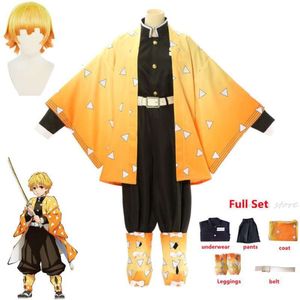 Cosplay anime demon slayers kimetsu não yaiba agatsuma zenitsu cosplay traje feminino quimono uniforme halloween festa de natal roupas