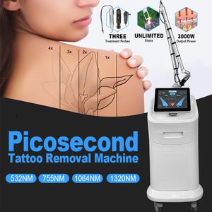 Vertival Picolaser Beauty Equipment Tattoo Sommersprossenentfernungsmaschine Pico Second Nd Yag Q Switched Skin Care 4 Wellenlängen Maschine