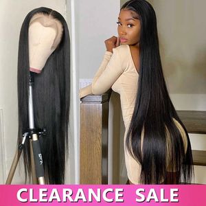 Straight Front 13x4 13x6 30 32 34 Inch HD Transparent 4x4 Closure Wig 360 Human Hair Lace Frontal Wigs 231024