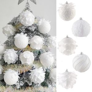 Decorazioni natalizie 6 pz 8 cm Schiuma bianca a forma di petalo Palline Ornamento Appeso Albero Pendenti a sfera Natale Navidad Noel 2024 231025