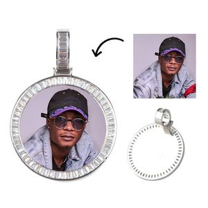 Personalized Picture Po Pendant Necklace for Women Men Memory Round Pendant Necklace with Tennis Chain262a