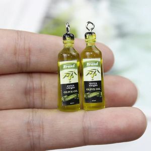 Pendenti e ciondoli 10 Pz/lotto Resina Simulazione 3D Cuocere Olio D'oliva Cuocere Condimento Bottiglia Ciondolo Per Orecchino Portachiavi Fai Da Te Risultati Dei Gioielli Accessorio