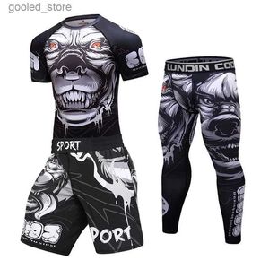 Herrspårskomprimering Men's BJJ MMA Sport passar snabba torra löpningar Kläder Sport Joggers Training Gym Fitness Tracksuits Running Q231025