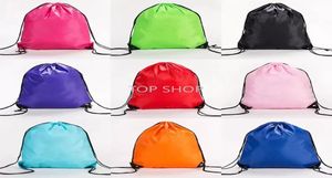 Snabb leverans Solid Color String DrawString Back Pack Cinch Sack Gym Tote Bag School Sport Shoe Bags9680332