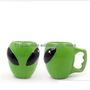 Tassen 3D Alien Becher Keramik Tasse Cartoon Neuheit Cool Mysteriös Ufo geformt auffällig Kaffee Tee Weihnachten Geburtstag Party Gunst 400 ml DHGK9