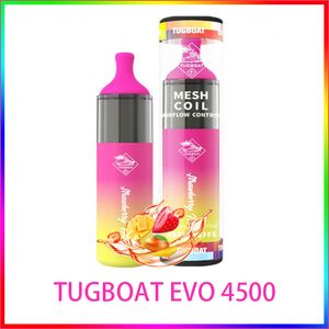 Original Tugboat EVO 4500 Puffs Vape Descartável e Cig TugpodEvo com Bobina de Malha 850mAh Bateria Interna 10ml Capacidade Crazvapes