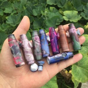 Colorful Aluminium Smooth Skin Pipes Herb Tobacco Bullet Cartridge Style Stash Bottle Storage Jar Snuff Snorter Sniffer Snuffer Pocket Seal Smoking Dispenser