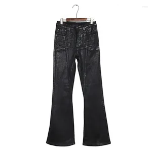 Jeans da uomo Uomo Cera Denim Cotone Abbigliamento casual Rivestito Autunno Dritto Solido High Street Pantaloni lunghi neri