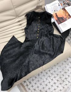 Vestidos de trabalho 2023 moda feminina retro impresso colete conjunto em torno do pescoço botão elástico cintura divisão saia de duas peças 0811