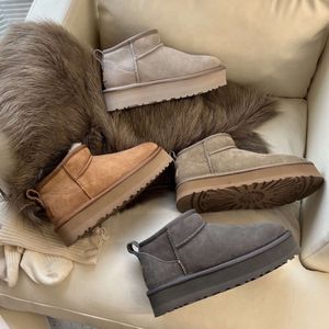 2023 inverno 5cm plataforma altura boot mulheres clássico ultra mini bota quente pele australiana tasman tazz botas de pelúcia chinelos casuais camurça tornozelo designer tiros