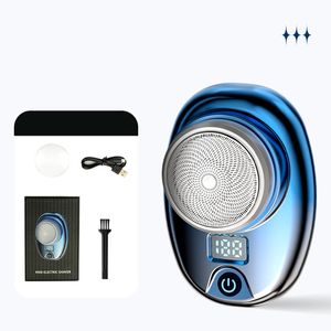 Barbeador elétrico portátil para homens Mini barbeadores de barba Tipo C Carregamento USB Azul Preto Sliver ... 5 cores para viagem Cuidados pessoais Presente de Natal para seu namorado